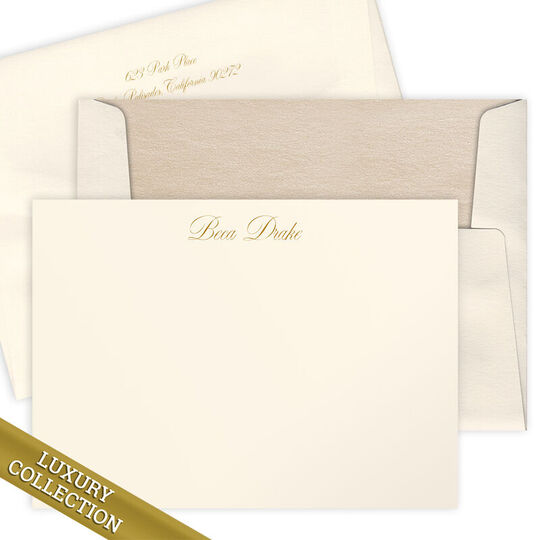 Luxury Drake Flat Note Card Collection - Raised Ink